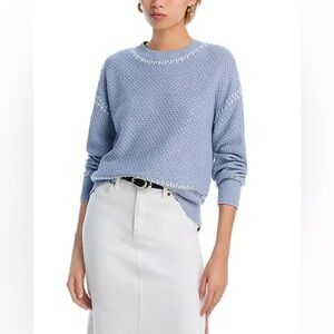 NWT | Aqua | Whipstitch Crewneck Sweater in Blue | Sz S